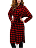 Casual Women Long Sleeve Lapel Plaid Printed Button Dress