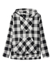 Casual Women Long Sleeve Plaid Pocket Hooded Blouse