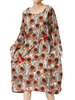 Casual Women Long Sleeve Printed O Neck Loose Dress