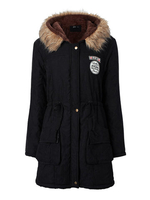Casual Women Long Sleeve Thicken Drawstring Hooded Coat