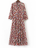 Casual Women Long Sleeve Turn-down Collar Floral Dresses