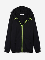 Casual Women Long Sleeve Zipper Solid Hooded Sweatshirts