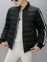Casual Women Long Sleeve Zipper Stand Collar Short Coat