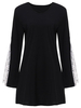 Casual Women Loose Crochet Hollow Out Long Sleeve Mini Dress