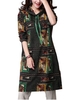 Casual Women Loose Hooded Color Printing Cotton Linen Dress