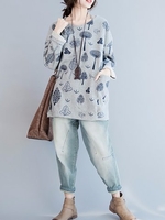 Casual Women Loose O-Neck Long Sleeve Hoodies
