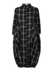 Casual Women Loose Plaid 3/4 Sleeve Buttons Shirt Maxi Dress