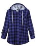 Casual Women Loose Plaid Long Sleeve Hooded Jacket