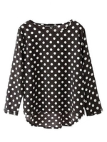 Casual Women Loose Polka Dot Long Sleeve Chiffon T-shirt