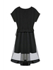 Casual Women O-Neck Gauze Patchwork Elastic Waist Dress