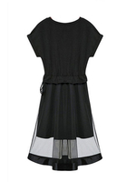 Casual Women O-Neck Gauze Patchwork Elastic Waist Dress