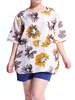 Casual Women O-Neck Half Sleeve Flower Printing T-Shirt