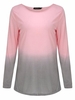 Casual Women O-Neck Long Sleeve Gradient Color Cotton T-shirt