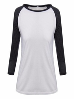Casual Women O Neck Long Sleeve Patchwork Cotton T-shirt