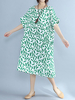 Casual Women O-Neck Short Sleeve Loose Print Dresses