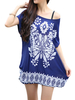 Casual Women Off Shoulder Print Silk Cotton T-shirt