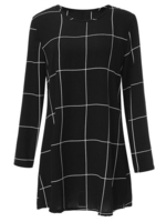 Casual Women Plaid Check Printed Long Sleeve Straight Dress