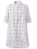 Casual Women Plaid O-Neck Adjustable Sleeve Blouse