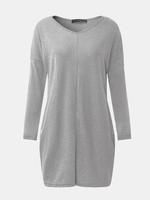Casual Women Plus Size Long Sleeve V-Neck Knit Blouse