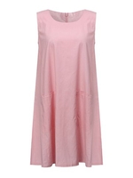 Casual Women Pocket Solid Sleeveless Cotton Mini Dress