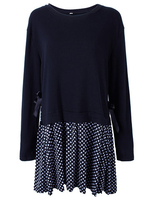 Casual Women Polka Dot Fake Two-piece Patchwork Mini Dress