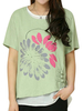 Casual Women Printed Frog Fake Two-Piece Pullover T-Shirt