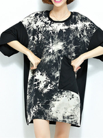 Casual Women Printed Patchwork Big Pocket Loose Dresses