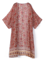 Casual Women Printed Short Sleeve Bikini Cover Up Cardigan