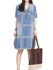 Casual Women Printed V-Neck Short Sleeve Denim Dress