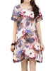 Casual Women Printed V-Neck Short Sleeve Mini Dress