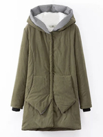 Casual Women Pure Color Long Sleeve Mid-Long Thicken Warm Coat