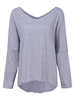Casual Women Pure Color V-Neck Batwing Sleeve High Low Tops