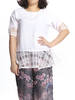 Casual Women Ruffles Bow Yarn Patchwork Half Sleeve Chiffon Blouse