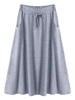 Casual Women Ruffles Elastic High Waist Pure Color Pocket Skirt