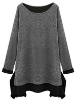 Casual Women Ruffles Knit Patchwork Bottom Pleated Mini Dress