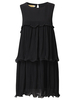 Casual Women Ruffles Solid Sleeveless Pleated Chiffon Tops