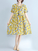 Casual Women Short Sleeve O-Neck Loose Print Dresses