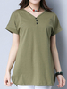 Casual Women Short Sleeve Side Split Cotton T-shirts