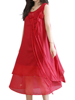 Casual Women Sleeveless Irregular Hem Mid-Long Dresses