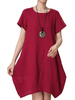 Casual Women Soft Fabric Solid Color High Low Dress