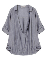 Casual Women Solid Adjustable Sleeve Blouse