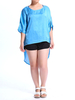 Casual Women Solid Batwing Sleeve O-neck Swallow Tail Blouse