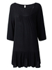 Casual Women Solid Color Hem Ruffle Long Blouse