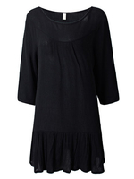 Casual Women Solid Color Hem Ruffle Long Blouse