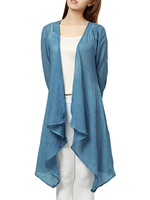 Casual Women Solid Color Linen Long Cardigan