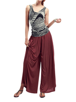 Casual Women Solid Drawstring Elastic Waist Sport Wide Leg Pants