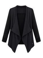 Casual Women Solid Irregular Patchwork Lapel Zipper Jacket