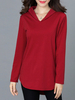 Casual Women Solid Long Sleeve V-Neck High Low Blouse