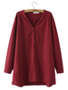 Casual Women Solid Long Sleeve V-neck Pullover High Low Tops
