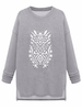 Casual Women Solid O Neck Printed Split Pullover Warm Sweatshirt